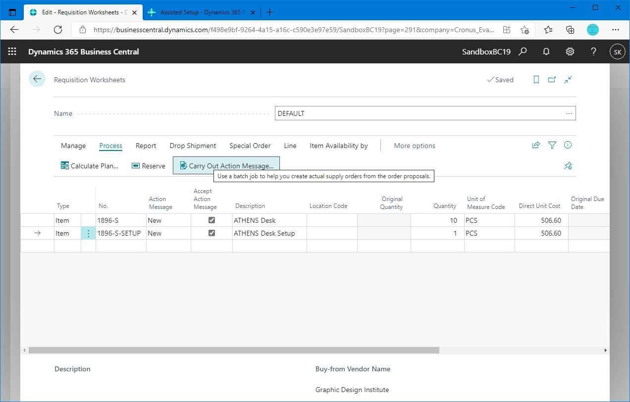 NonInventory items is available on Requisition and Planning Worksheets